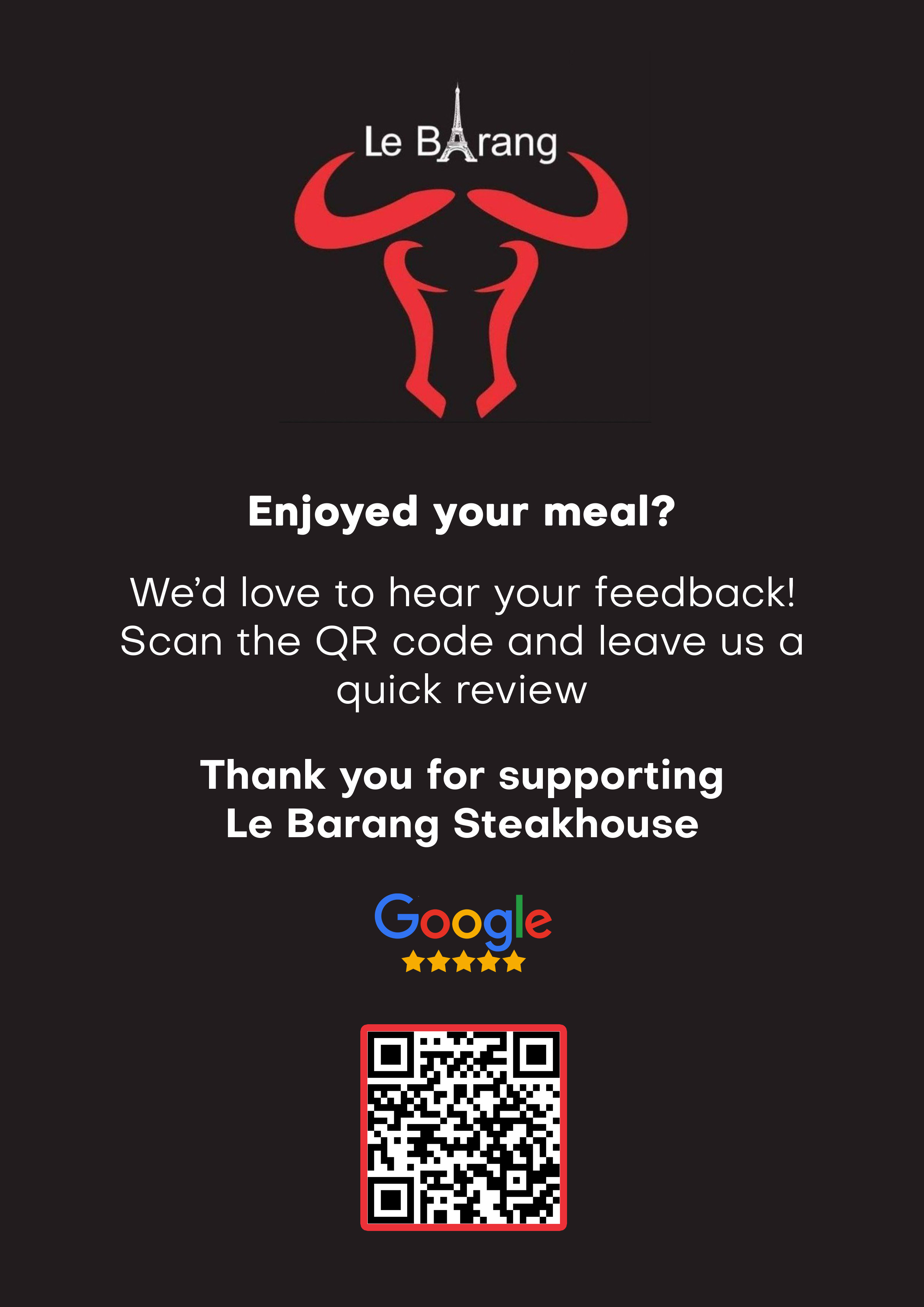 Design A5 Menu / Avis Google
